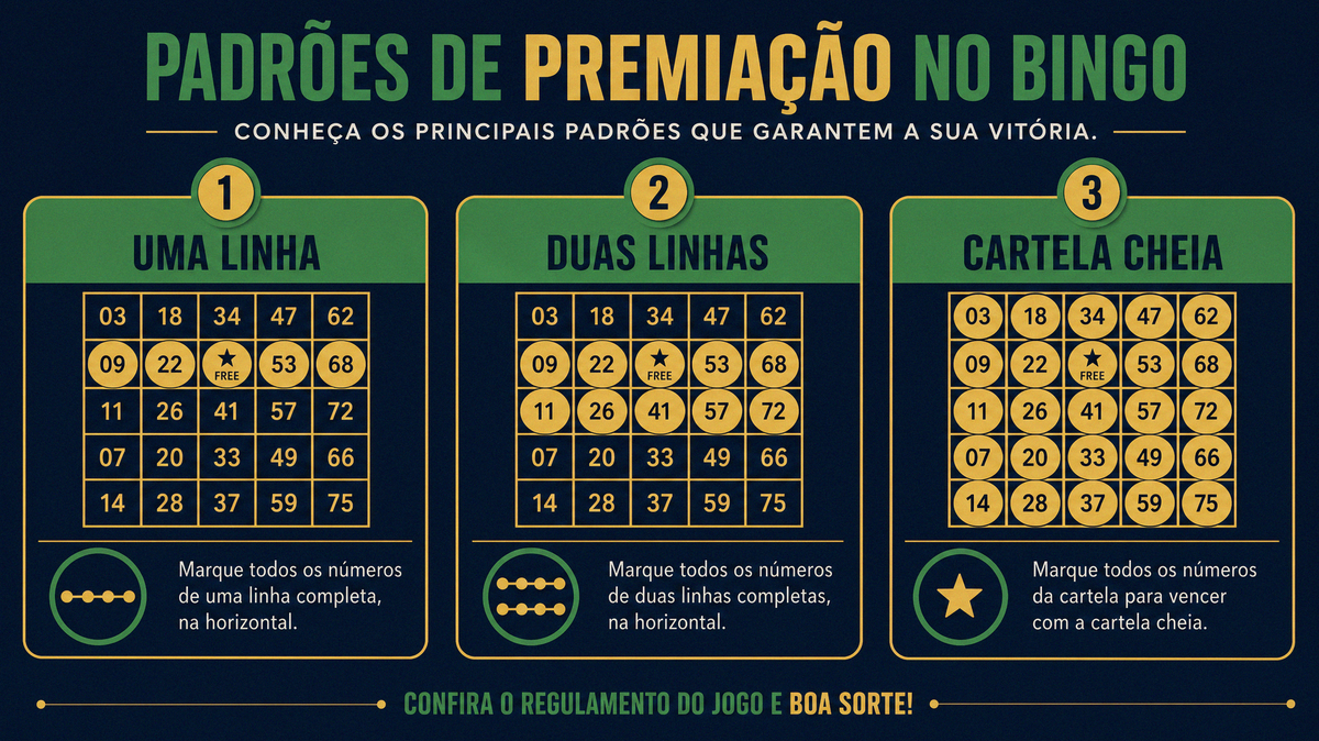 Padroes vencedores linha dupla linha cartela cheia e bingo em video bingo online